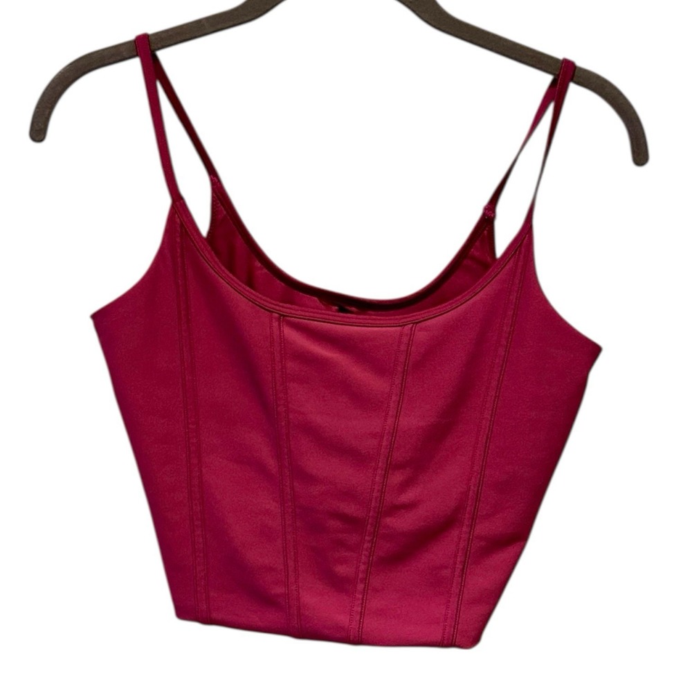 Abercrombie & Fitch YPB Corset Slim‎ Scoop Neck Crop Sculpt Tank Top Pink Medium